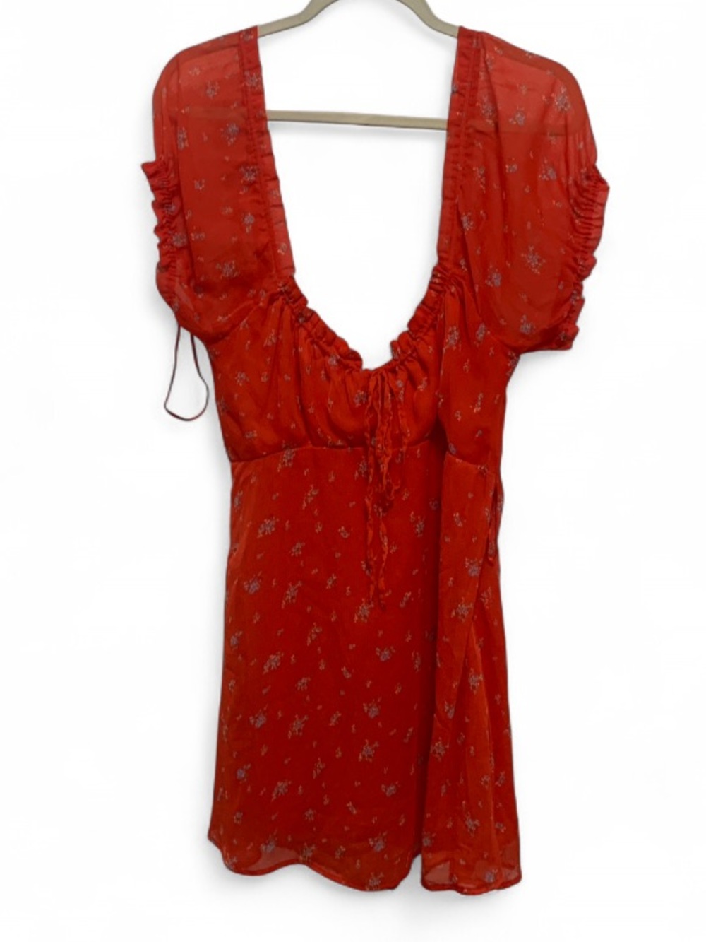 Urban Outfitters Red Floral Milkmaid Mini Dress